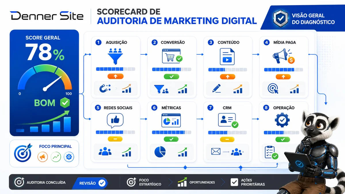 Prévia do scorecard de auditoria de marketing digital.